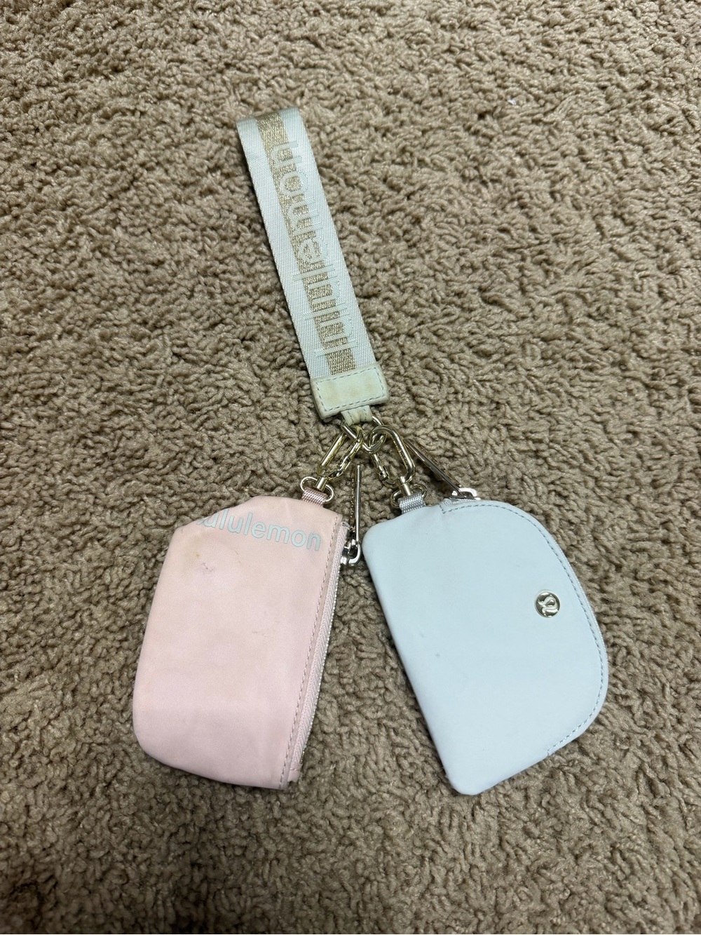 lululemon athletica Pink and Light Blue Key & Card Holder Set with Branded Strap